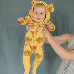 Eared Jumpsuit for Babies and Kids - Yellow with Clouds