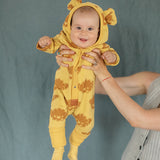 Eared Jumpsuit for Babies and Kids - Yellow with Clouds