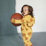 Eared Jumpsuit for Babies and Kids - Yellow with Clouds