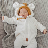 Eared Jumpsuit for Babies and Kids - Fuzzy Ecru