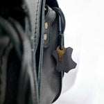 Natural Leather Saddle Backpack - Black