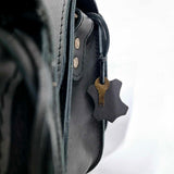 Natural Leather Saddle Backpack - Black