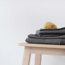 Charcoal linen waffle towel set of three, 100% linen waffle, 200 g/m²