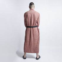 Linen Bathrobe Unisex Soft Natural Linen- Red Fishbone - Snøluv