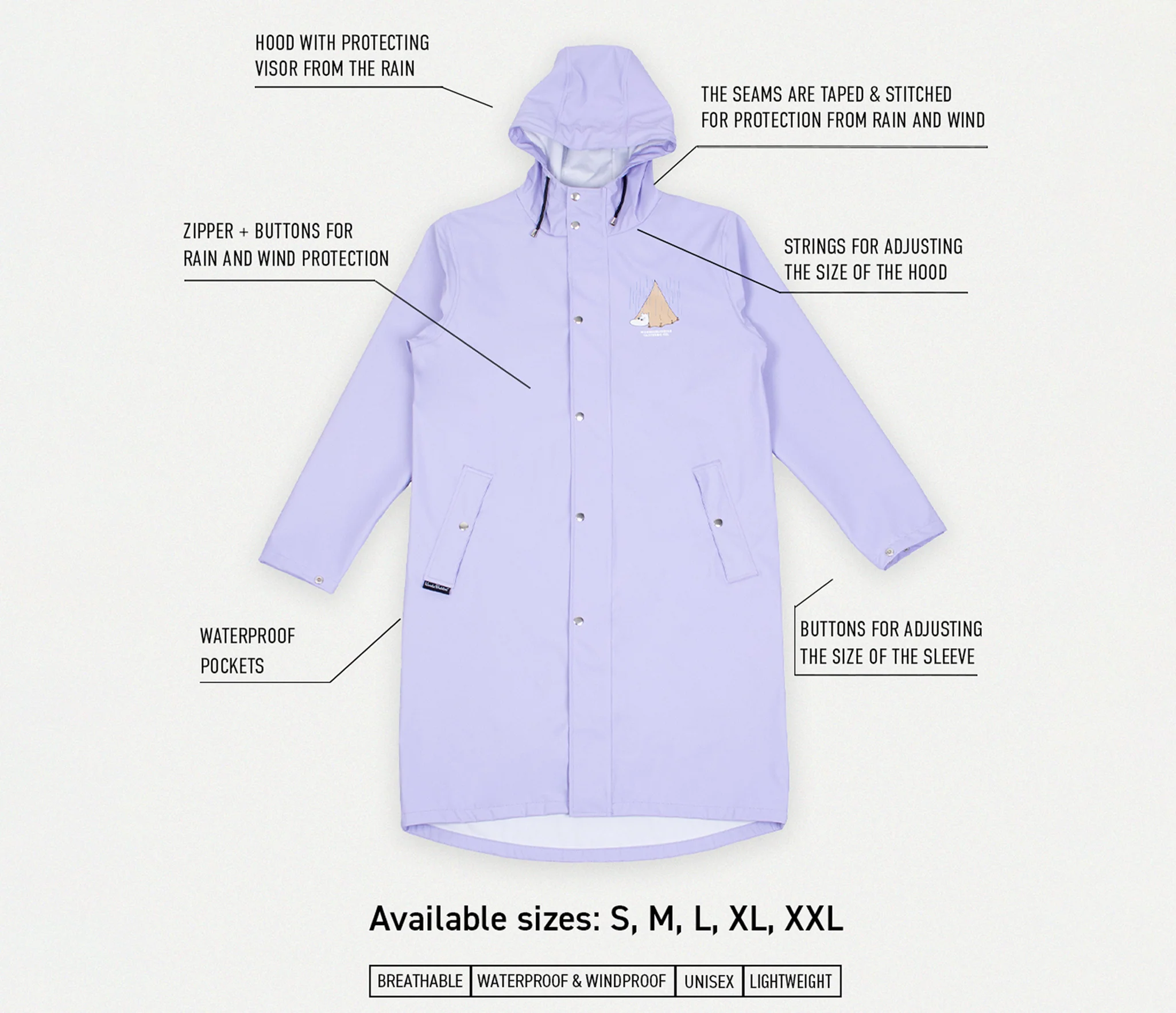 Moomin Rain Jacket Unisex Waterproof- Lilac - Snøluv