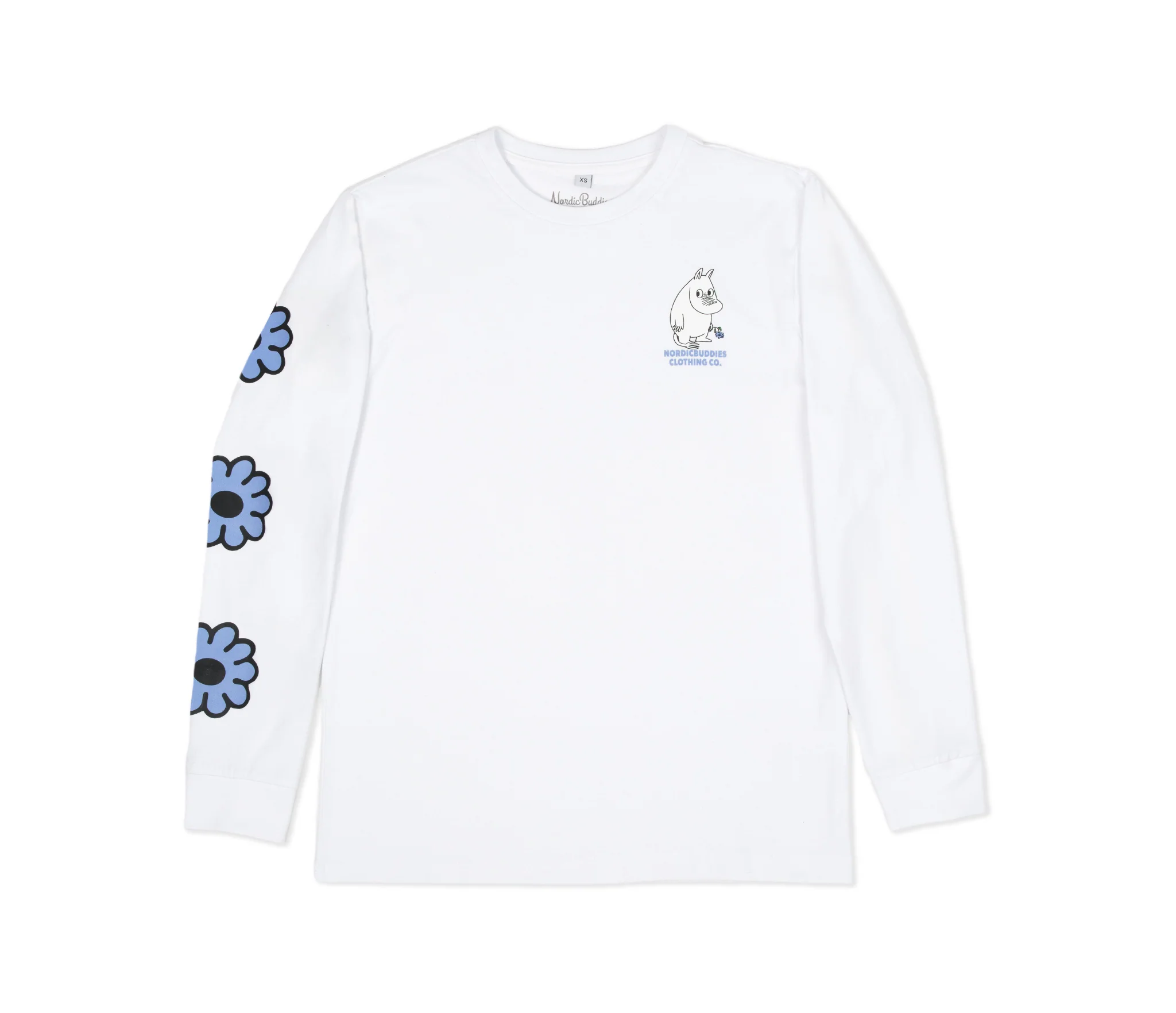 Moomin Long Sleeve Shirt, Moomintroll's Flower White, official Moomin licence