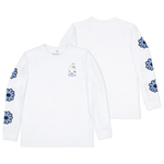 Moomin Long Sleeve Shirt, Moomintroll's Flower White, blue flower sleeve print