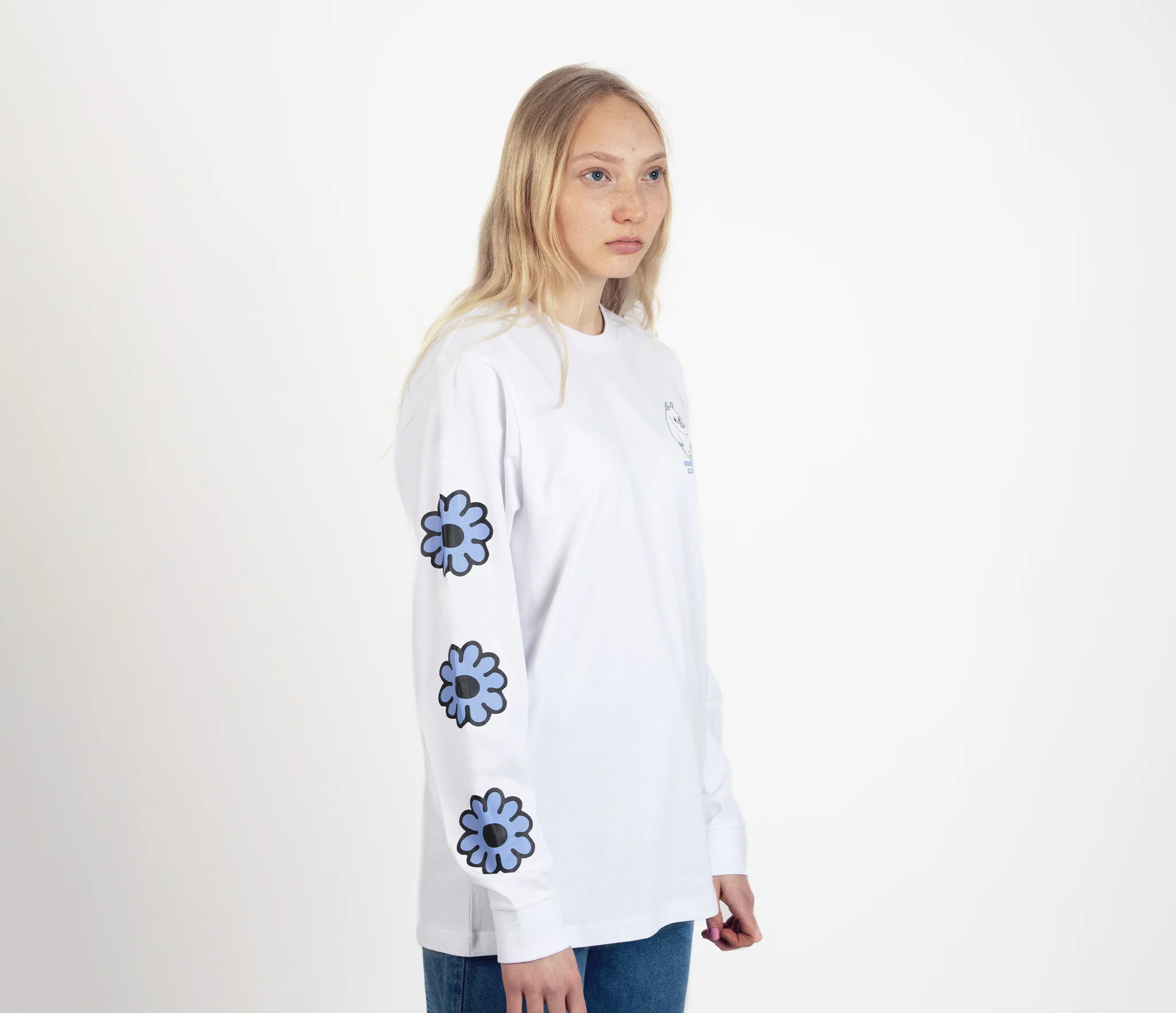 Moomin Long Sleeve Shirt, Moomintroll's Flower White, 240 g/m² cotton