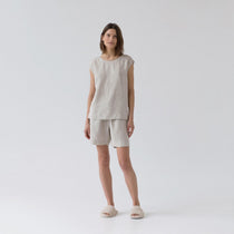 Verbena linen pyjama set for women in melange, 100% linen, 150 g/m²