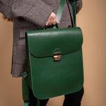 Natural Leather Saddle Backpack - Green