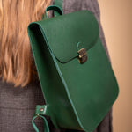 Natural Leather Saddle Backpack - Green