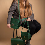 Natural Leather Saddle Backpack - Green