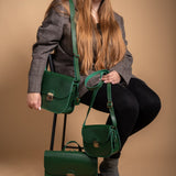 Natural Leather Saddle Backpack - Green