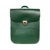Green Leather Saddle Backpack, Handmade Laptop Bag