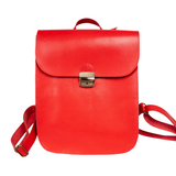 Red Leather Saddle Backpack, Handmade Laptop Bag