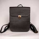 Natural Leather Saddle Backpack - Black