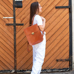 Natural Leather Saddle Backpack - Light Brown