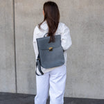 Natural Leather Saddle Backpack - Grey