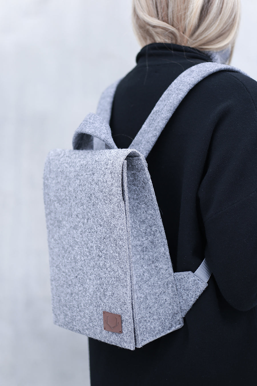 Backpack With Adjustable Straps Lund Mini - Grey, Recycled PET Felt - Snøluv