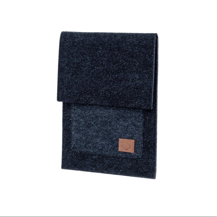 Recycled Felt Handmade Laptop Sleeve 15", Malmö Black Case for MacBook - Snøluv
