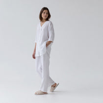 Primrose linen loungewear set for women in Optical White, 100% linen, 150 g/m²