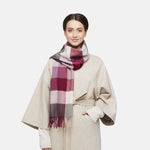 Natural Baby Alpaca Wool Midi Exclusive Check Scarf for Women
