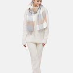 Natural Baby Alpaca Wool Midi Exclusive Check Scarf for Women