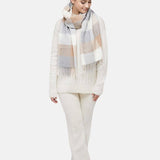 Natural Baby Alpaca Wool Midi Exclusive Check Scarf for Women