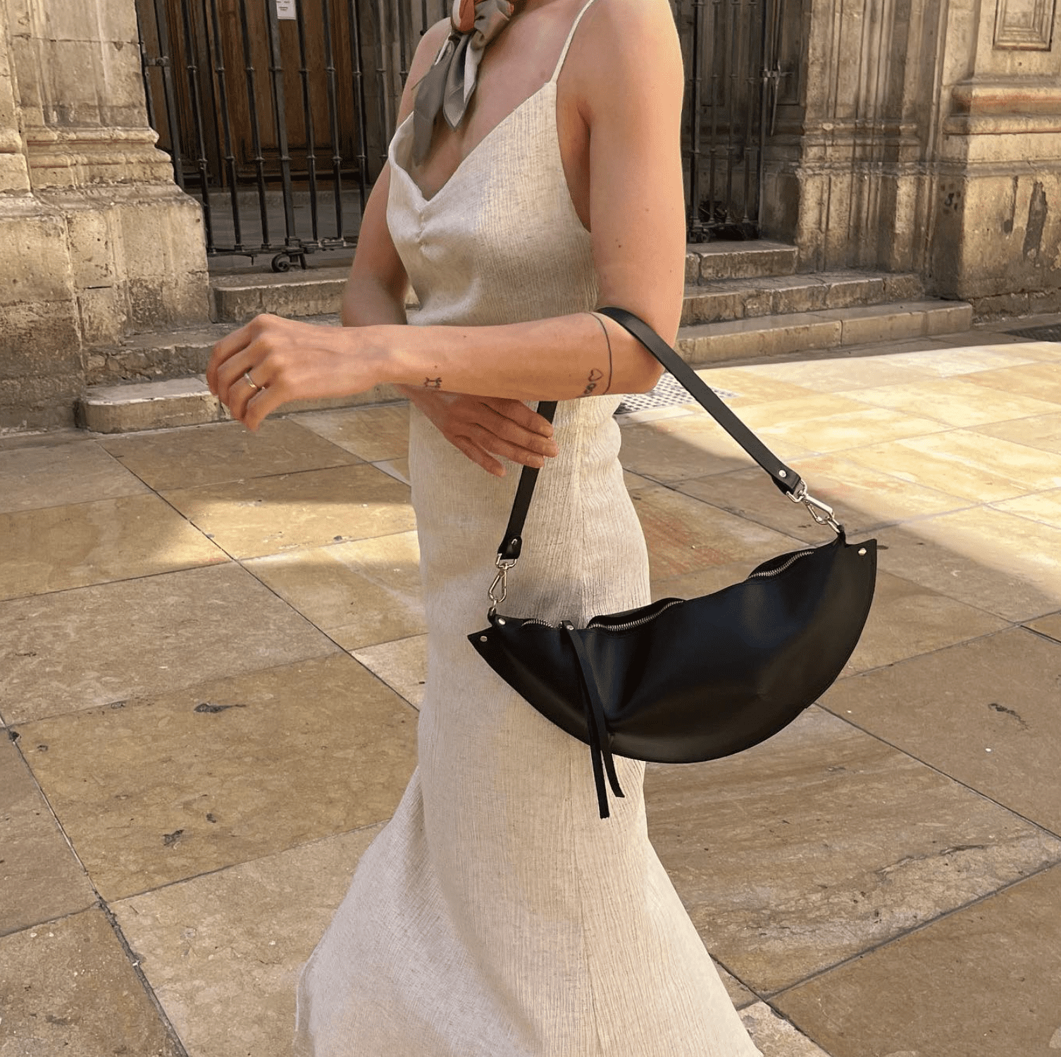 Leather Handbag Olivia Black Handmade - Snøluv