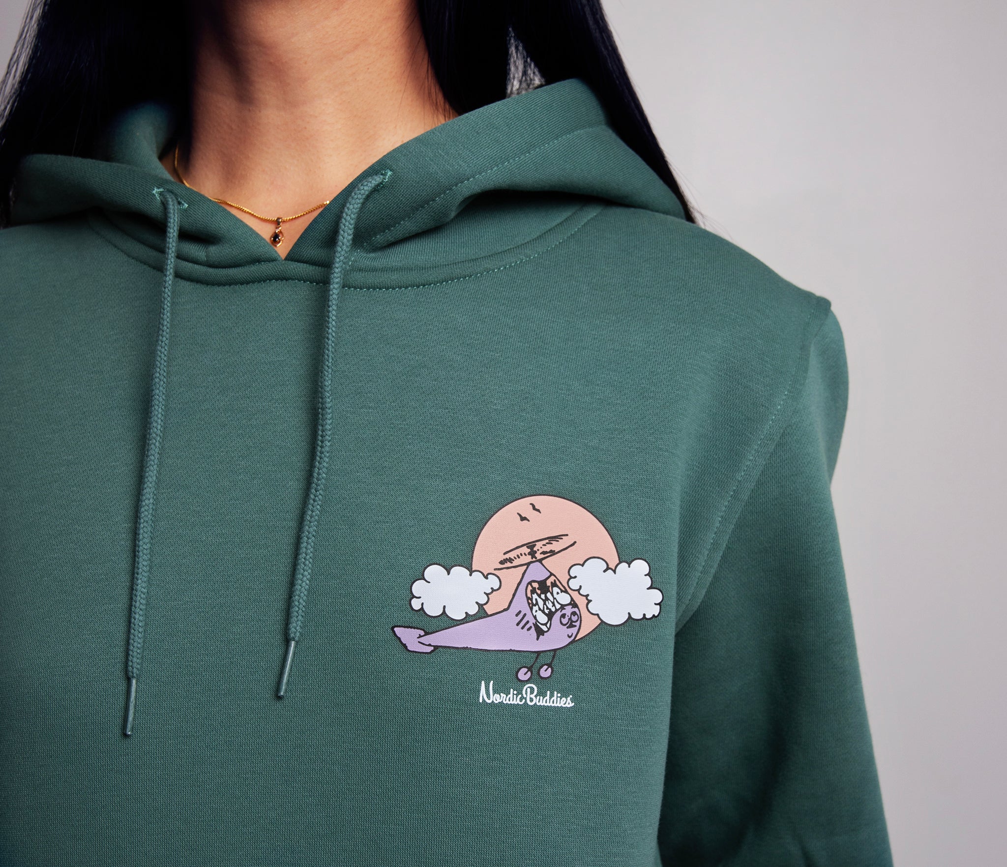 Moomin Unisex Hoodie Moominhouse Green, Premium Cotton - Snøluv