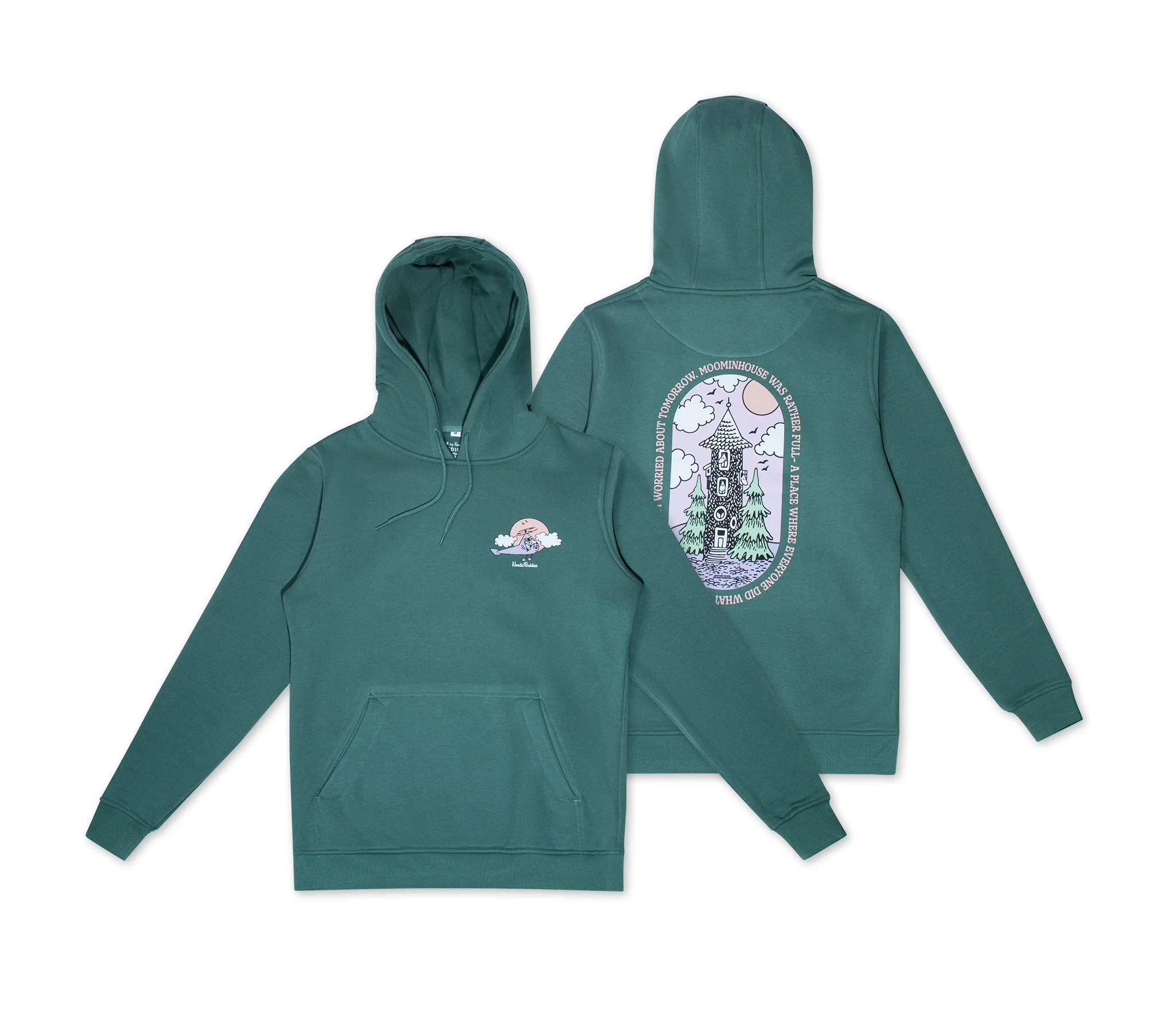 Moomin Unisex Hoodie Moominhouse Green, Premium Cotton - Snøluv