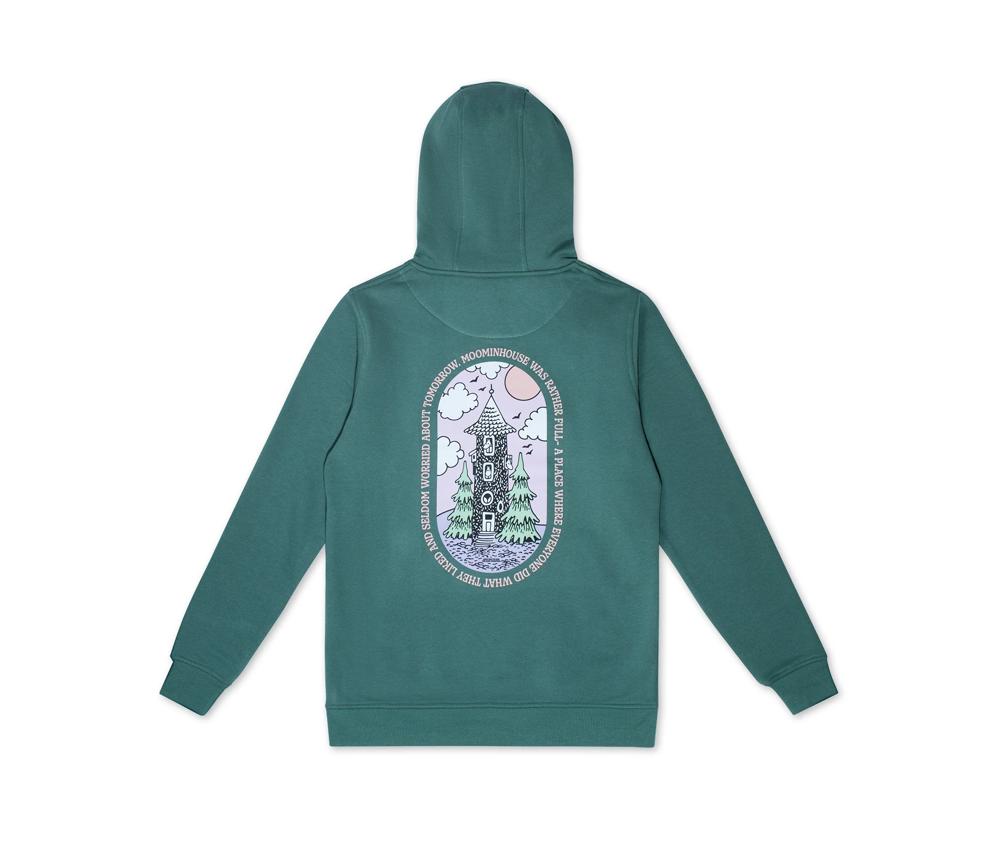 Moomin Unisex Hoodie Moominhouse Green, Premium Cotton - Snøluv