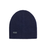 Navy fisherman's rib baby alpaca beanie, adult one size, front view