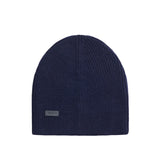 Navy fisherman's rib baby alpaca beanie, adult one size, front view