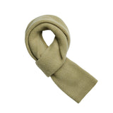 Musk green fisherman's rib alpaca scarf, 30 × 200 cm, a deep rib that holds a knot