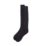 Charcoal long alpaca socks, unisex, shown flat on white