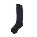 Charcoal long alpaca socks, unisex, shown flat on white