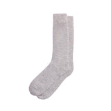 Silver mid length alpaca socks, unisex, shown flat on white