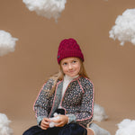 100% Baby Alpaca Cable Hat for Kids - Mulberry