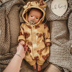 Eared Jumpsuit for Babies and Kids - Yellow with Clouds