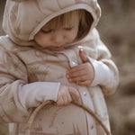 Hooded Baby Romper, Grasshopper, ribbed cuffs that fold back
