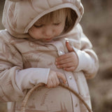 Hooded Baby Romper, Grasshopper, ribbed cuffs that fold back