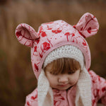 Hooded Baby Romper, Lilies on Pink, sewn in Poland