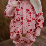 Hooded Baby Romper, Lilies on Pink, Zezuzulla print