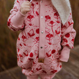 Hooded Baby Romper, Lilies on Pink, Zezuzulla print