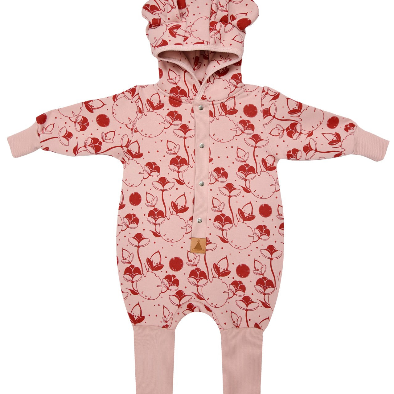 Hooded Baby Romper, Lilies on Pink