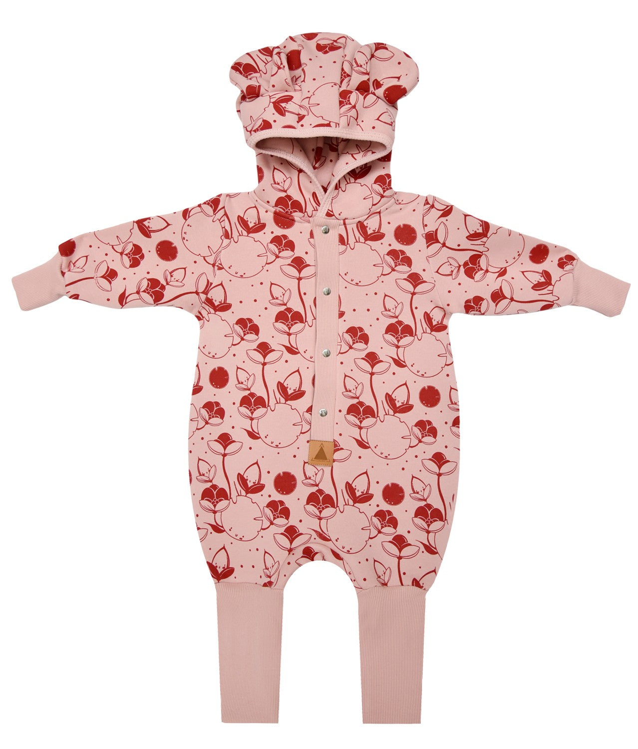 Hooded Baby Romper, Lilies on Pink
