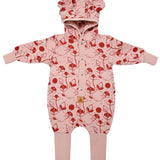 Hooded Baby Romper, Lilies on Pink