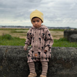 Hooded Baby Romper, Thistle on Brown, Zezuzulla print