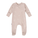 Beige footed cotton baby romper with elephants by Lenne
